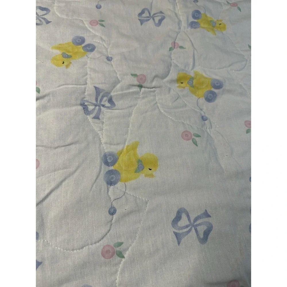 Teddy Bear Family & Rabbits Baby Crib Quilt Finished Unisex‎ Handmade 50x38